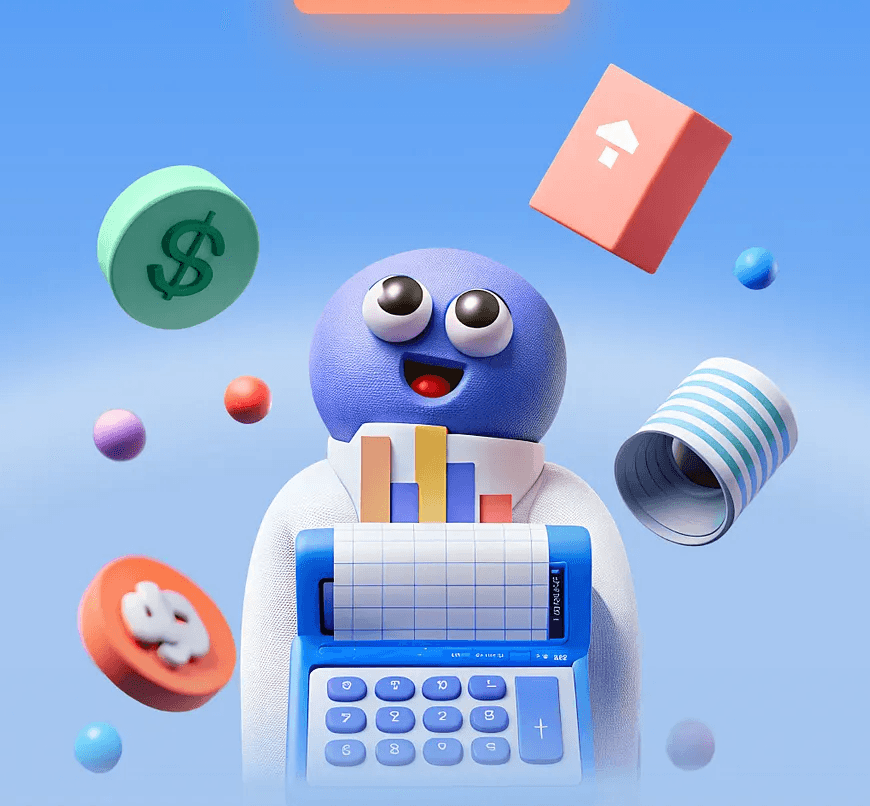 3D Finance Character with Calculator